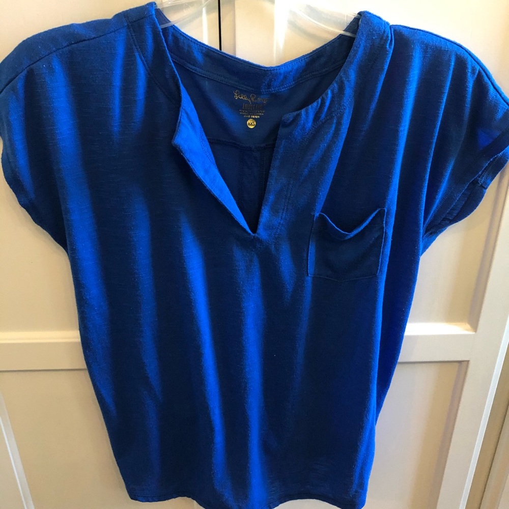 Lilly Pulitzer royal blue luxletic tie back tee
